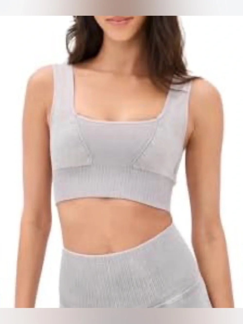Free People movement Light Gray Ribbed Crop Tank size M